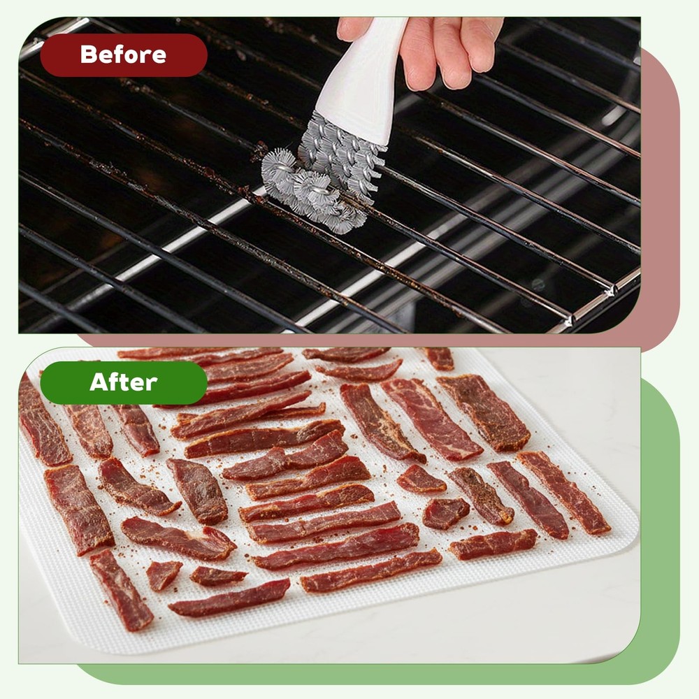 4 PCS Dehydrator Trays, 4 PCS Mesh Silicone Dehydrator Sheets Reusable Dehydr...