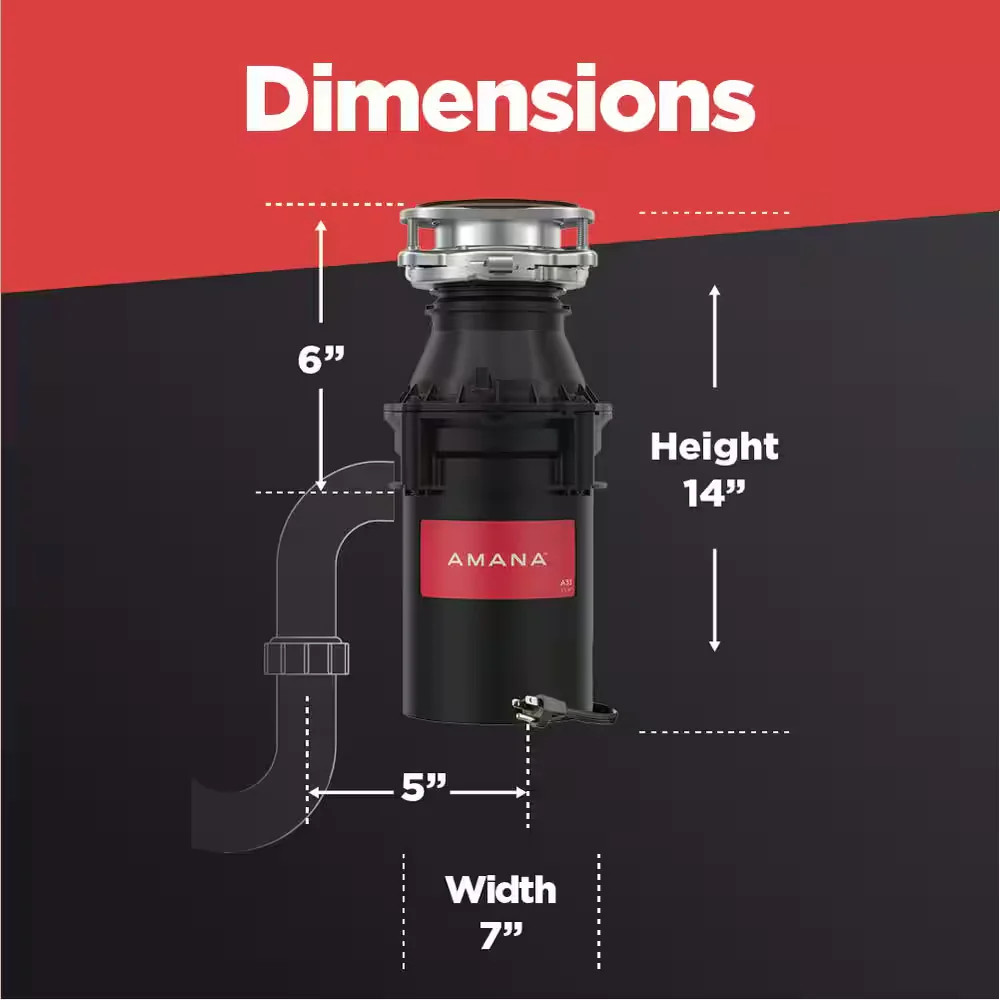 Amana A33-W-C 1/3 HP Continuous Feed Garbage Disposal w/ Cord