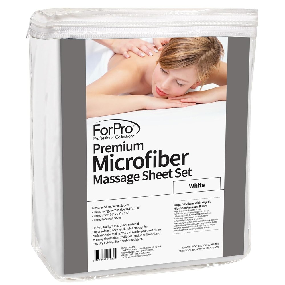 Microfiber Massage Sheet Set 3-Piece White Ultralight Wrinkle Resistant
