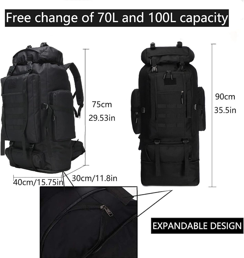 100L Hiking Backpack Men Large Waterproof Camping Lightweight...