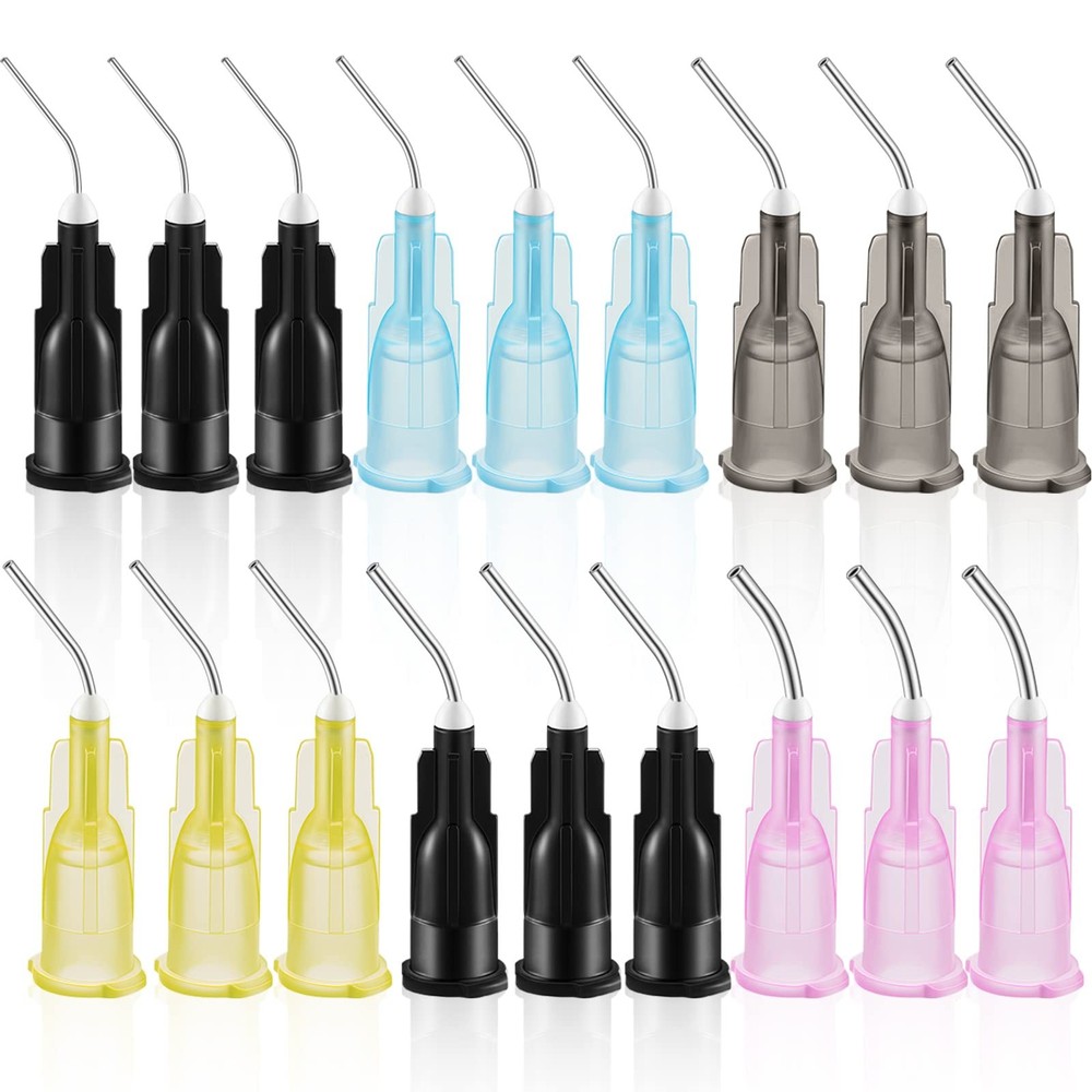 300 Pcs Bent Dispensing Tips Blunt Tip Dispensing Needles Pre Bent Assorted Size