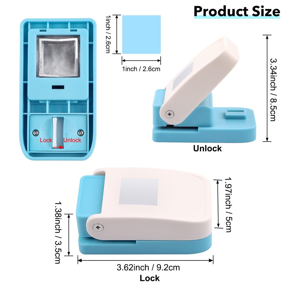 2 Pcs Craft Hole Punch, 1X0.8 inch Rectangular Postage Stamp Punches & 1" Squ...