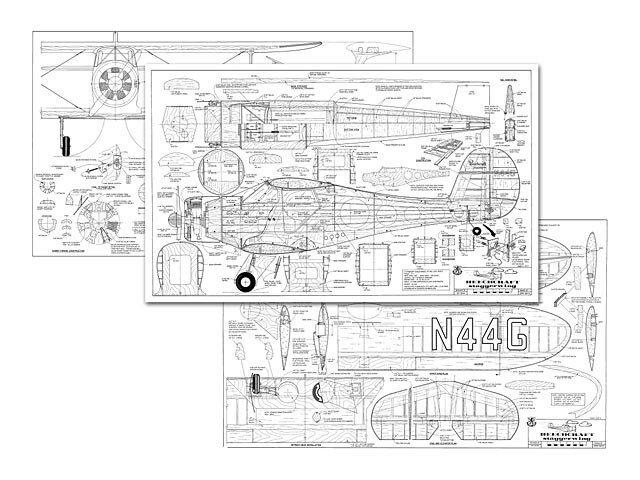 Beechcraft Staggerwing 64" Wingspan RC Model Airplane Printed Plans & Templates