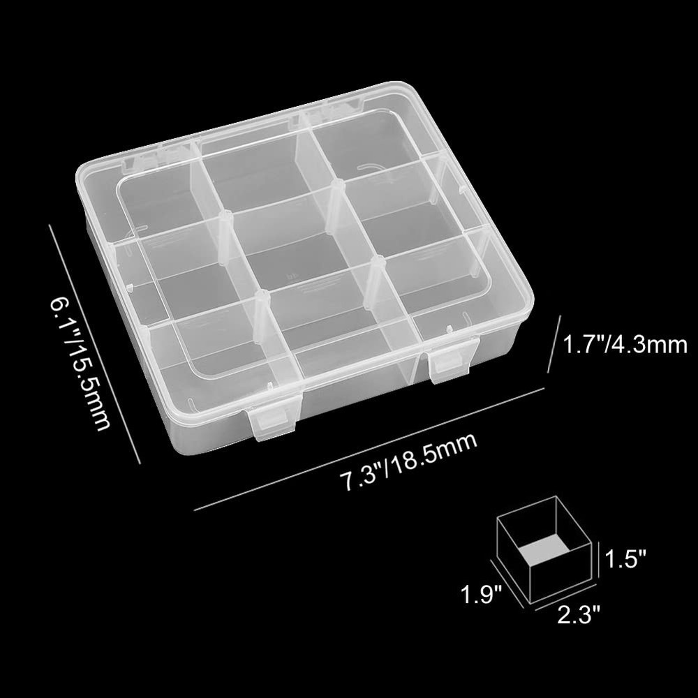 9 Grids Plastic Storage Compartment Organizer Container with Adjustable Divid...
