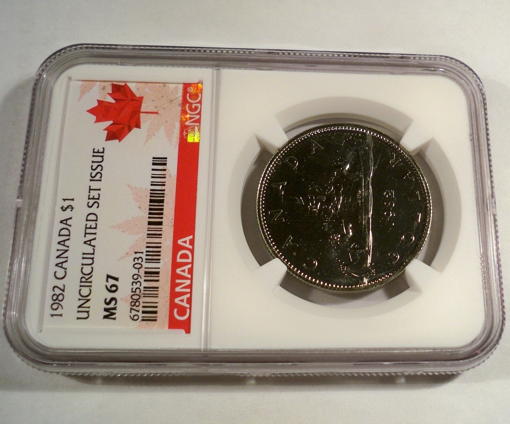 1982 NGC MS67 CANADA VOYAGEUR DOLLAR MS 67 BRIGHT WHITE $1