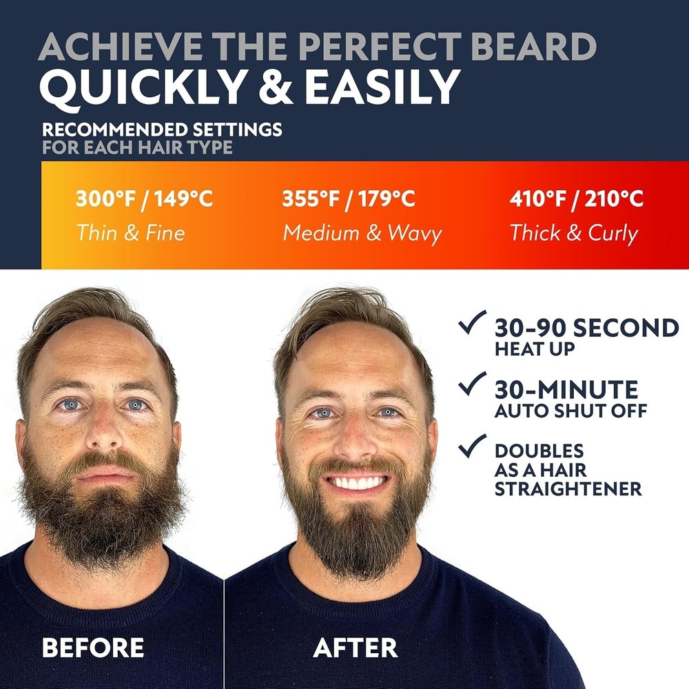 Stylish & Efficient Beard Straightener Brush - Perfect for Medium Length Beards