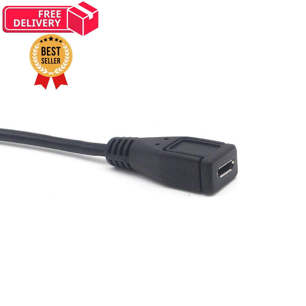 Micro USB Left Angle,Micro Extension Cable, 90 Degree 10 inches, Black