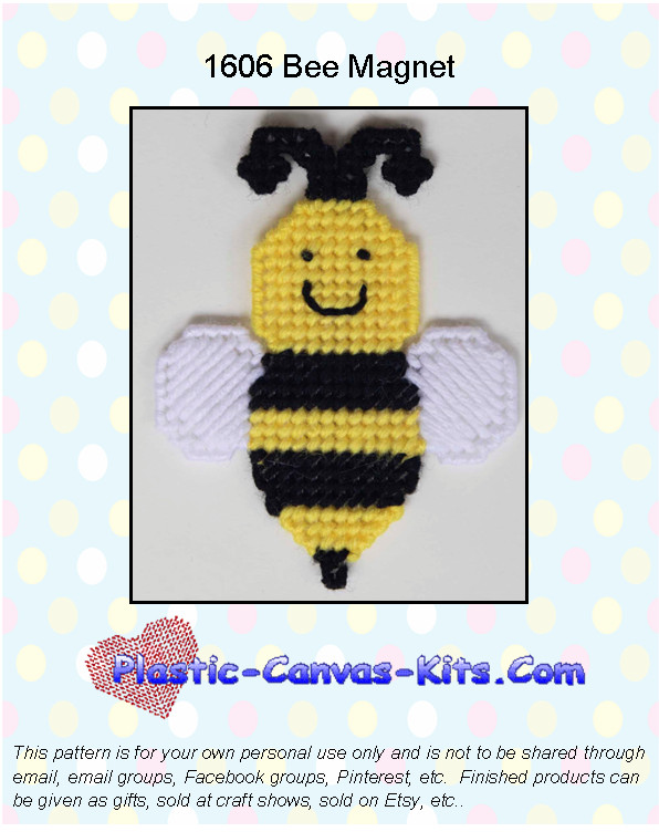 Bee Magnet-Plastic Canvas Pattern or Kit