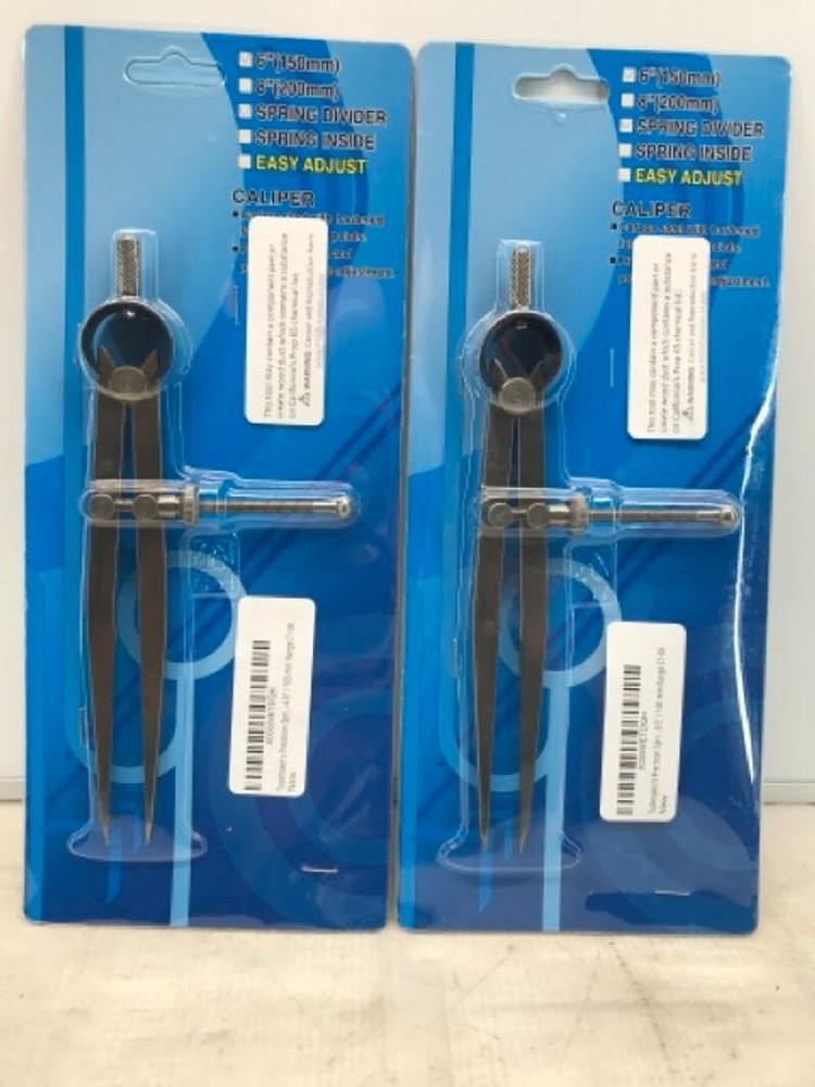 PACK OF 2 - Toolmaker's Spring Divider Calipers Compass 0-6.5" / 160 mm Range