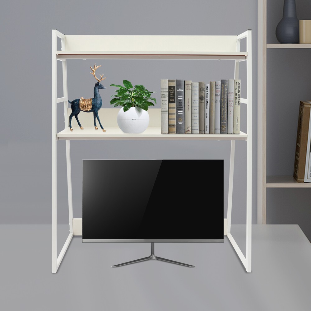 Desktop Bookshelf Storage Organizer Space Saving Bookshelf for Home Office White