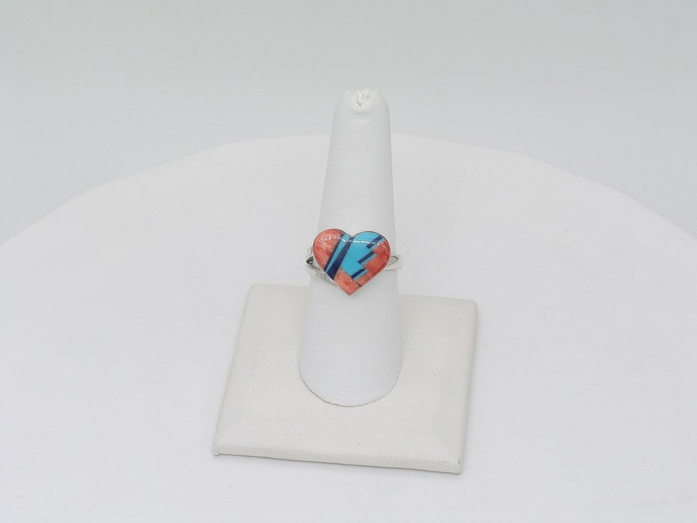 Native American Navajo Handmade Sterling Silver & Multi Stone Adjustable Ring