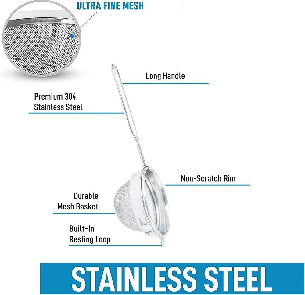 Stainless Steel Tea Strainer Fine Mesh Coffee Filter Easy Clean Ergonomic Handle