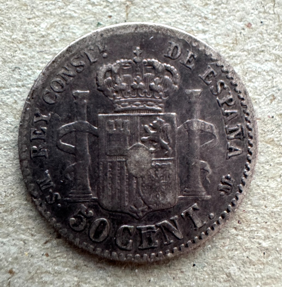 Spain, 50 Centimos, 1880 (80) MSM, KM#685