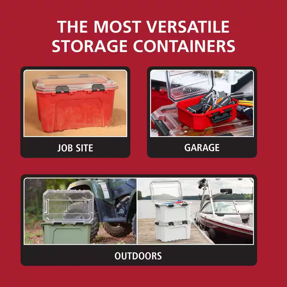 12 Gal. Professional Heavy Duty Waterproof Stackable Plastic Storage Container w