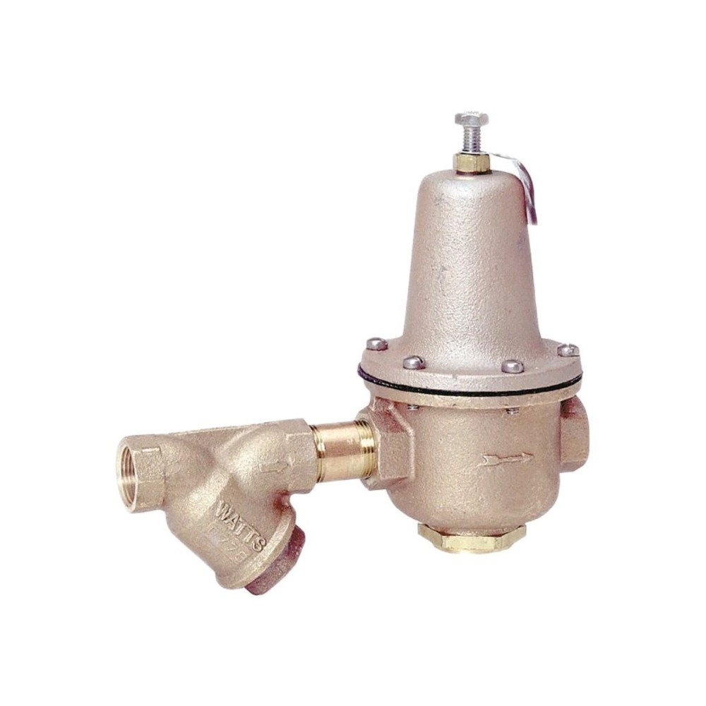 WATTS Water Pressure Regulator: FNPT x FNPT, 1 1/2 in Pipe Size, Brass, 25 psi t