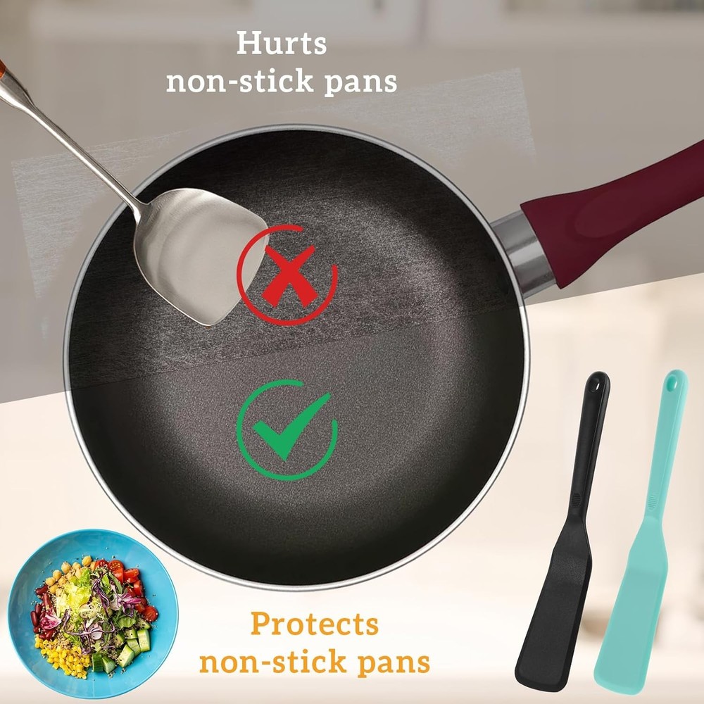 2 PCS Silicone Narrow Thin Spatula Heat Resistant