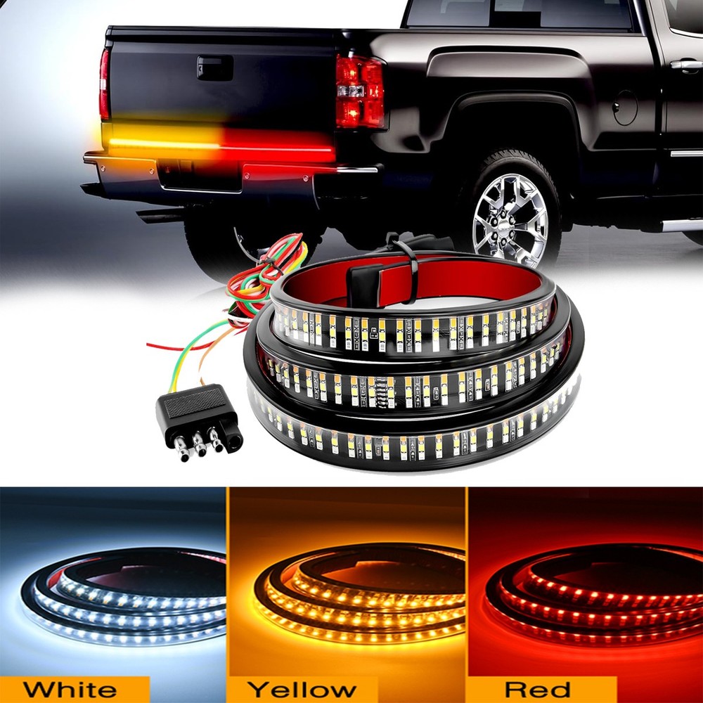 For Chevy Silverado LED Tailgate Light Bar 60" Triple Row 4 Row 6-Function Strip