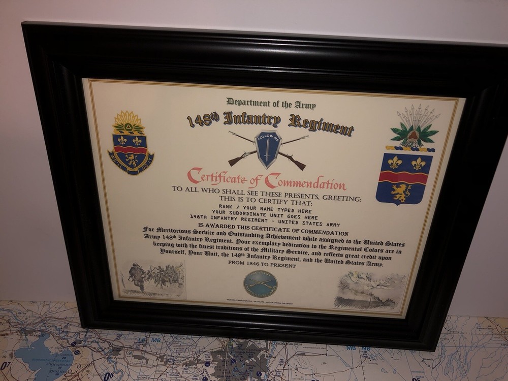 148TH INFANTRY REGIMENT / COMMEMORATIVE - CERTIFICATE OF COMMENDATION