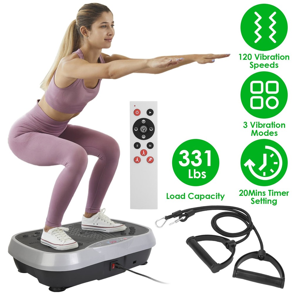 Vibration Exercise Machine With Resistant Bands Remote Control Whole Body