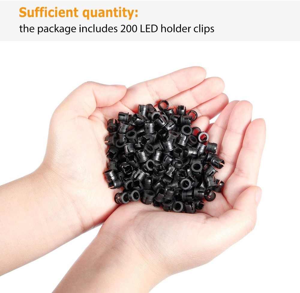 5mm LED Holder Bezel Mount Plastic Clips Panel Mount 200PCS DIY Components