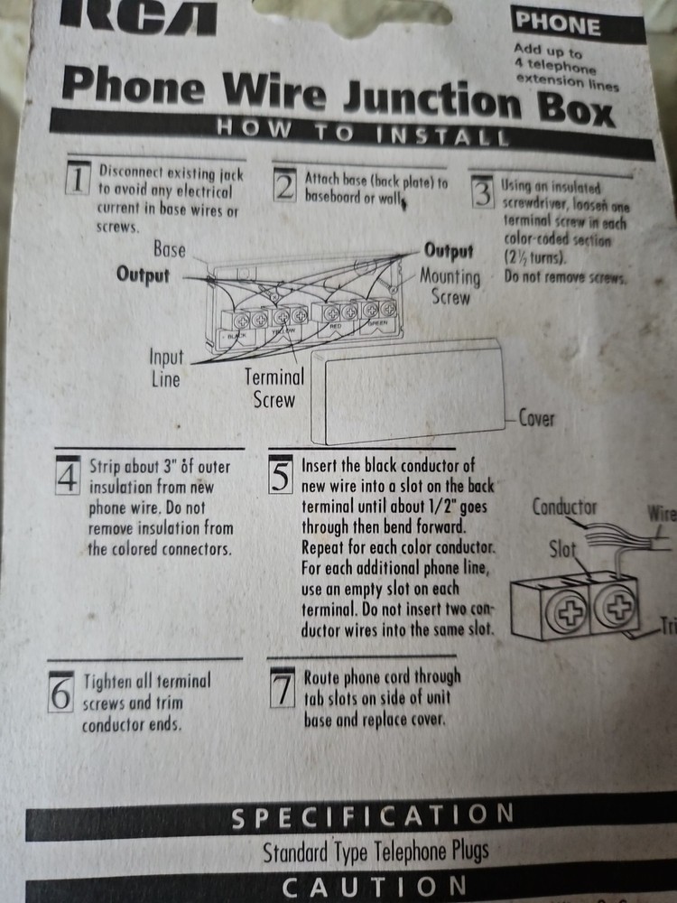 RCA Wire Phone Junction Box Electrical