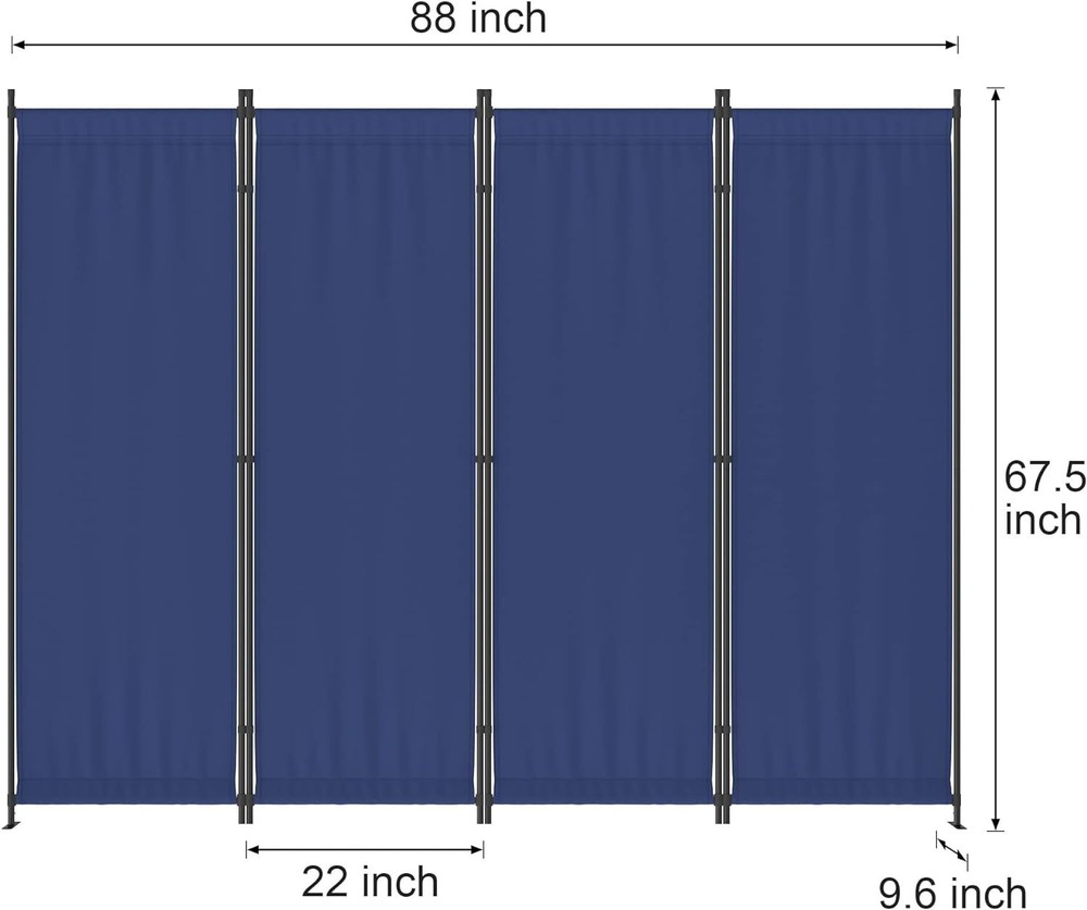 Room Divider 4 Panel Folding Privacy Screens 88'' Room Separation Home Office