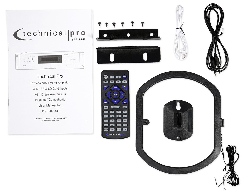Technical Pro 6000 Watt Bluetooth Karaoke Amplifier Receiver w/ USB, SD+(2) Mics