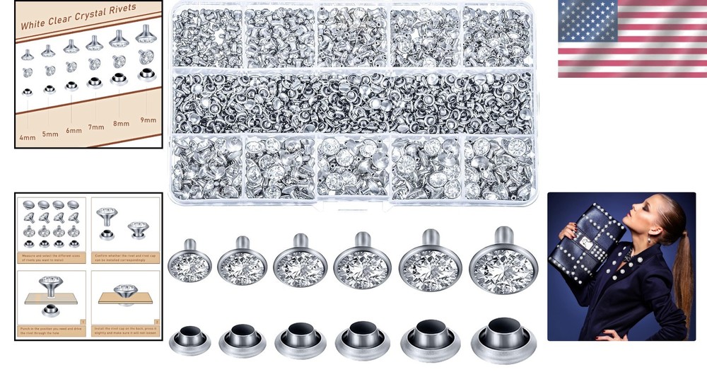 Sparkling Rhinestone Studs - Silver Rivets for Clothing