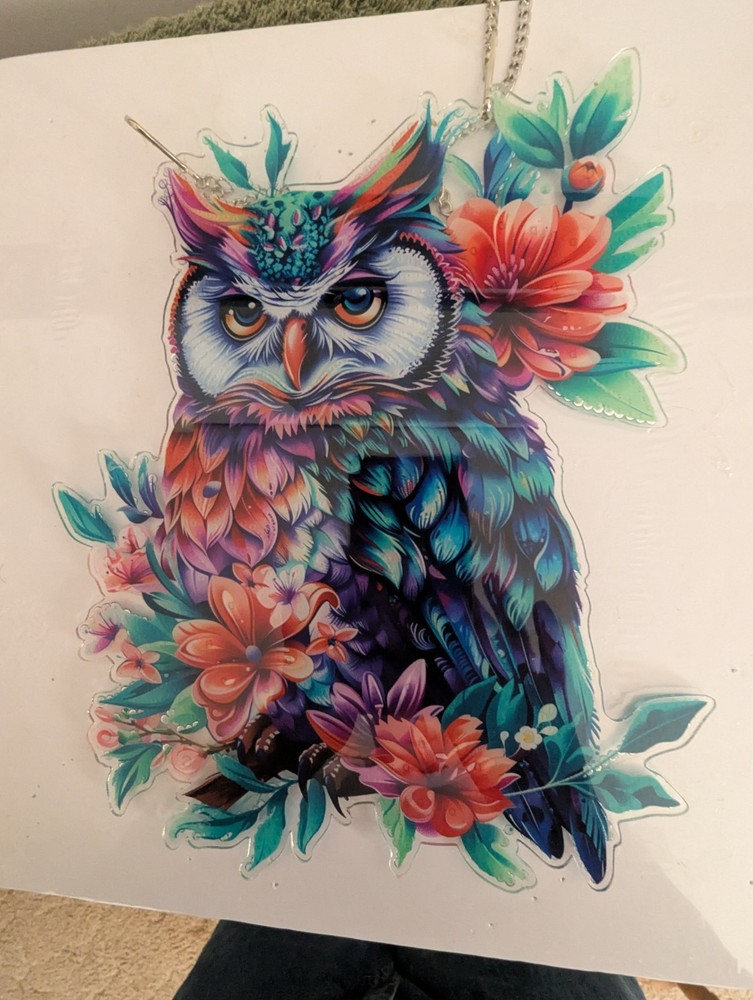 Diamond Art Owl Wall/Window Hanging~Completed