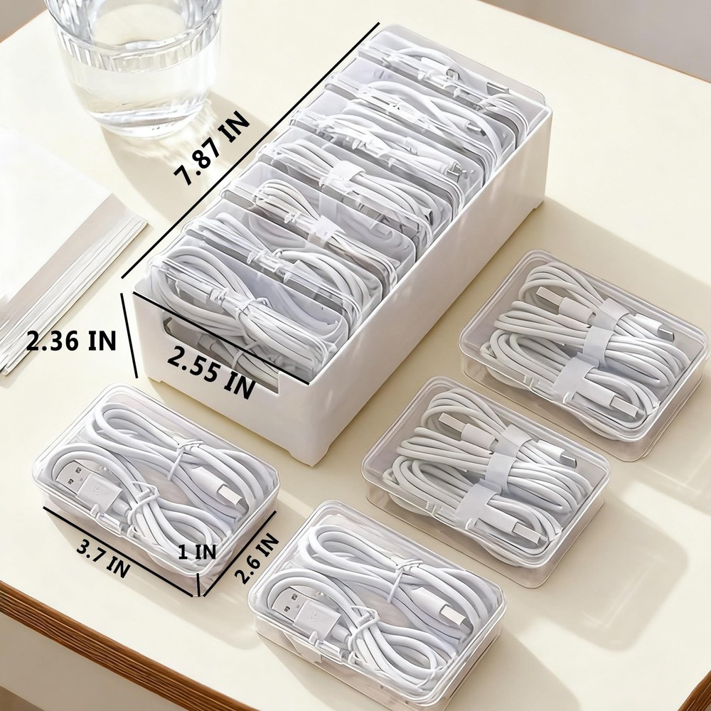 2 PCS Cable Organizer with 7 Clear Switch Case, Desktop Charger Cord Storage ...