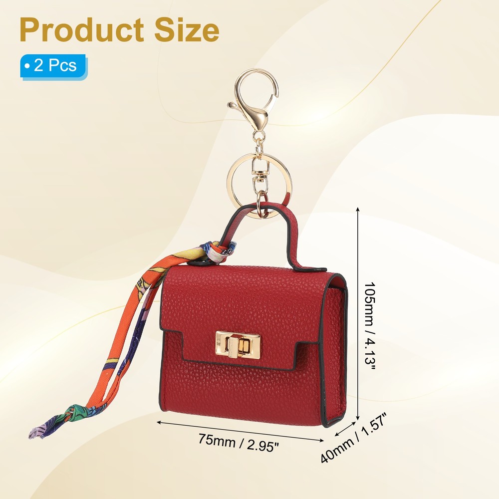 2 Pcs Mini Backpack Keychain Pouch, Red