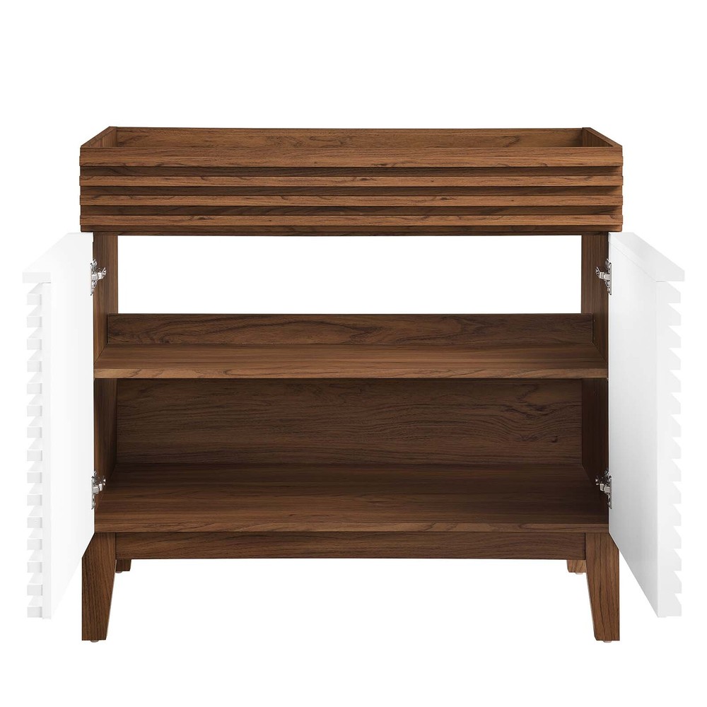 Modway Render 36" Bathroom Vanity Cabinet in White Walnut