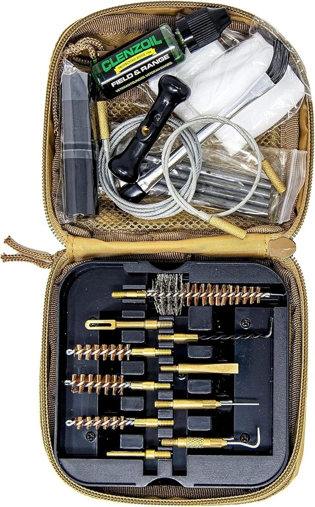 Compact Multi-Caliber Tactical Cleaning Kit with Molle Strap & Brass Brushes