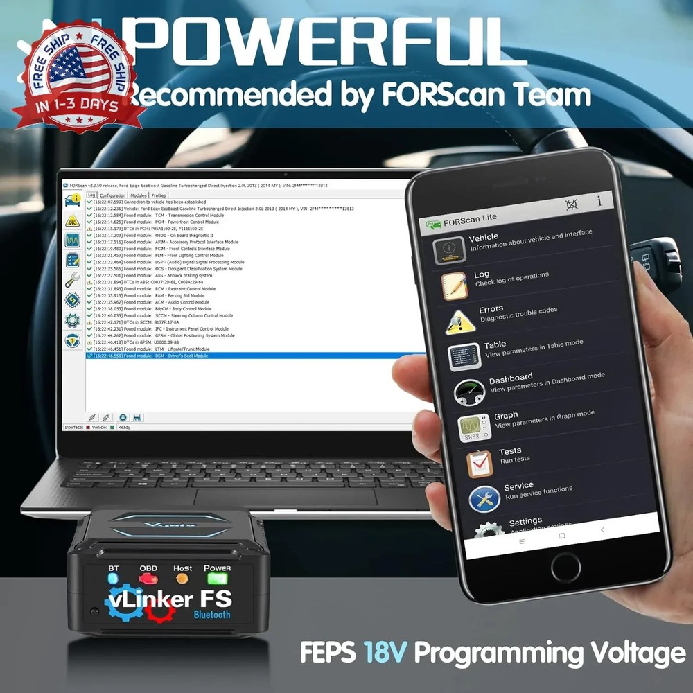 Vgate vLinker FS Bluetooth OBD2 Diagnostic Scan Tool, OBDII Car Code Reader for