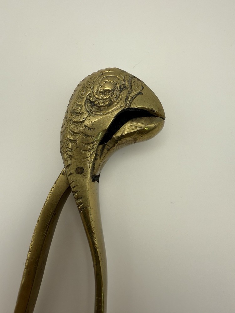 Vintage Solid Brass Parrot Head Nutcracker Nut Cracker Bird 6”