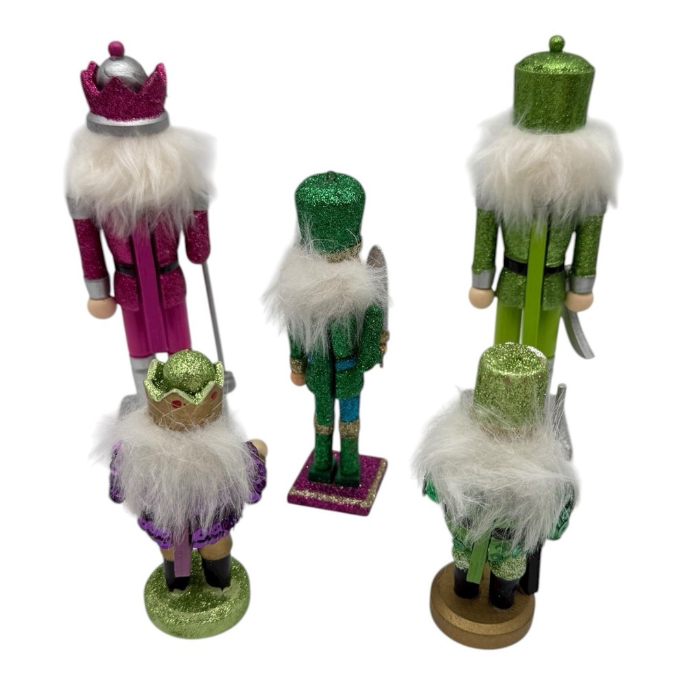 Lot Of 5 Mini Whimsical Bright Colored Nutcrackers Range 4” - 7” EUC