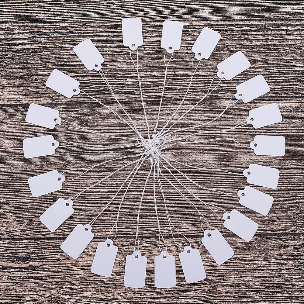 500x White Price Tags Rectangle Paper Tags Marking Strung Tags Writable Display