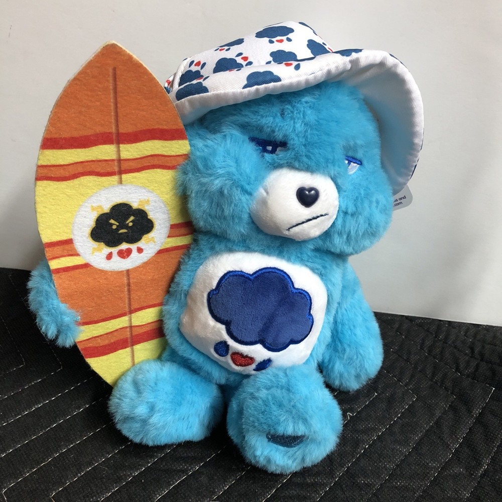 Care Bears ~ Grumpy Bear With Surfboard Plush ~ Approx 10” ~ NEW