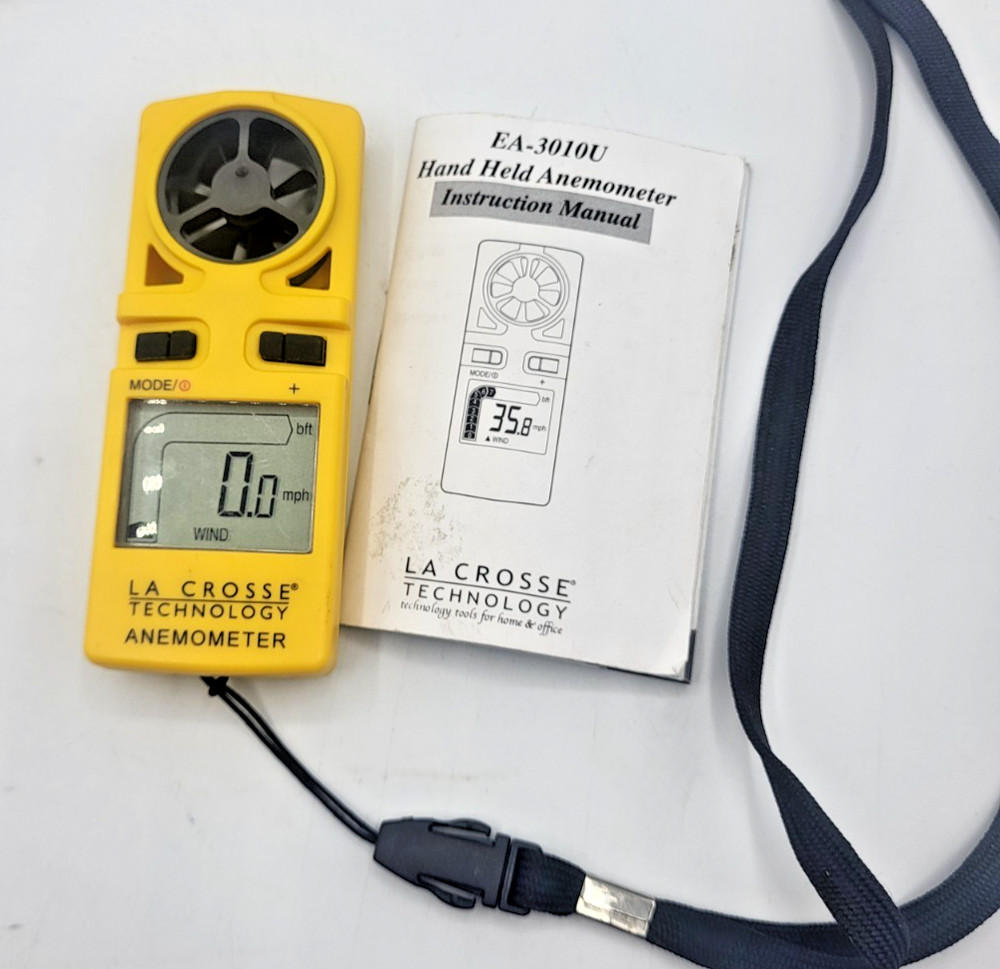 La Crosse Technology Anemometer with LCD Display Handheld EA-3010U EUC