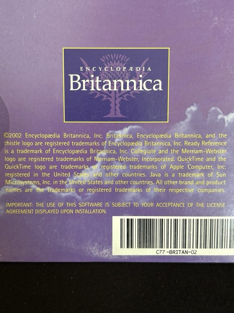 Encyclopaedia Britannica Ready Reference PC Mac CD ROM VTG 2002 Cardboard Case