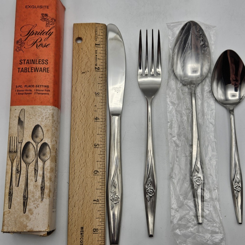 Creative Manor Spritely Rose Stainless 5 pc Place Setting ~ with Box (Japan)