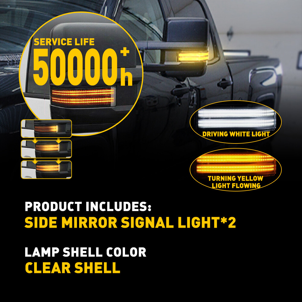 2x For 15-19 Chevy Silverado GMC Sierra LED Sequential Side Mirror Signal Light