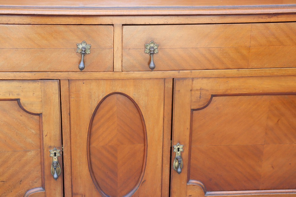 Antique Oak Sideboard Buffet / Server with beveled mirror