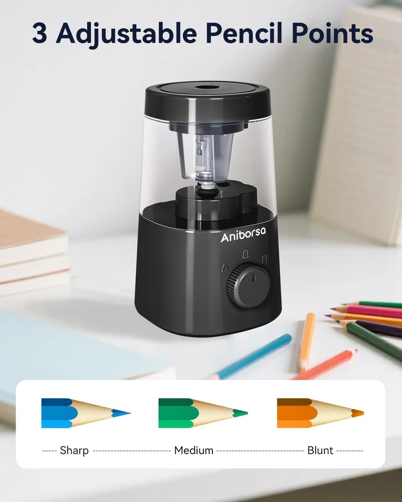 Electric Pencil Sharpener, Helical Blade Automatic Pencil Sharpener, Battery/...