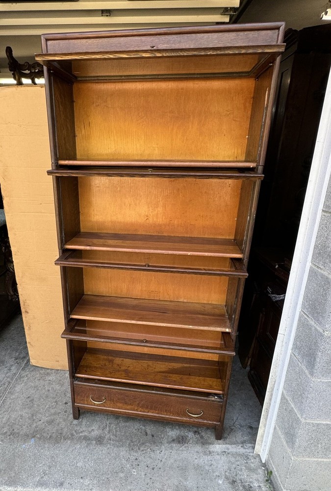 GRAND RAPIDS OAK BARRISTER 4 SECTION STACK BOOKCASE