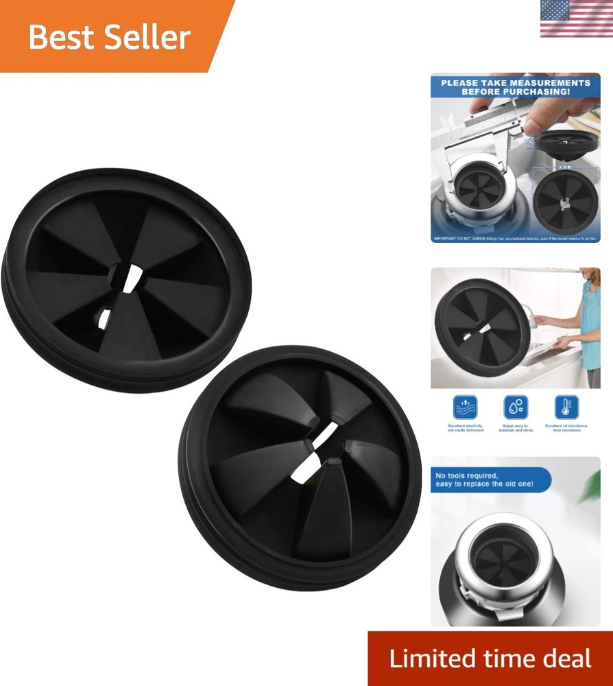 Durable 3-3/8 Inch Garbage Disposal Splash Guard - 2 Pack of Rubber Collars