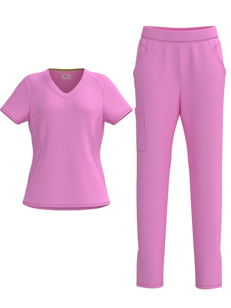 Women's 4 Way STRETCH Panel Side Top with Slit Zipper Scrub Pants
