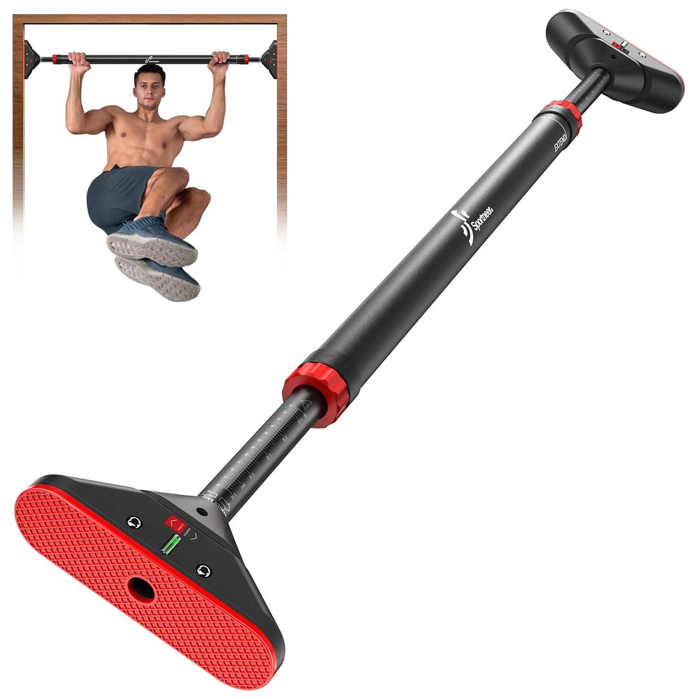 Pull Up Bar for Doorway: Sportneer Strength Training Pull-up Bars Black-Red