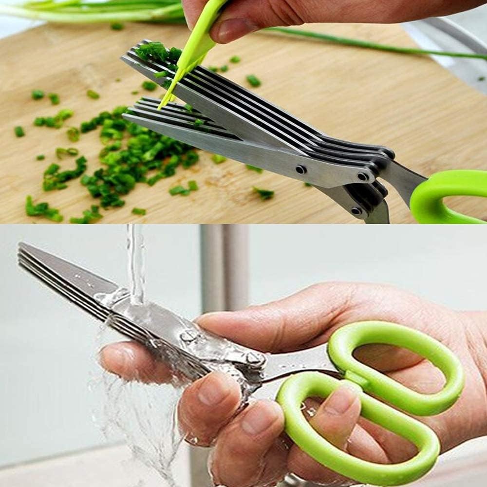 Stainless Steel 5 Blade Professional Shredding Scissors Sharp Herb Kitchen Tool