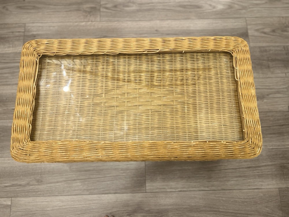 Wicker Storage Chest With Glass Top